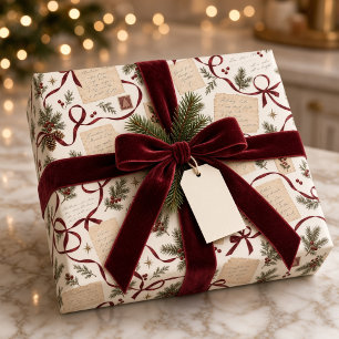 Ouderwetse Kerst Recept Bourgondië Lint Botanisch Cadeaupapier