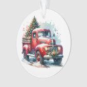 Ouderwetse kerst  rode vrachtwagen ornament (voorkant)