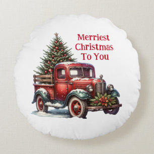 Ouderwetse kerst  rode vrachtwagen rond kussen