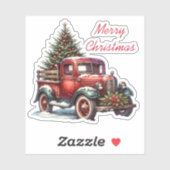 Ouderwetse kerst rode vrachtwagen sticker (Vel)