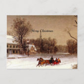 Ouderwetse Kerst slee-rit, winterse scène Feestdagenkaart (Voorkant)