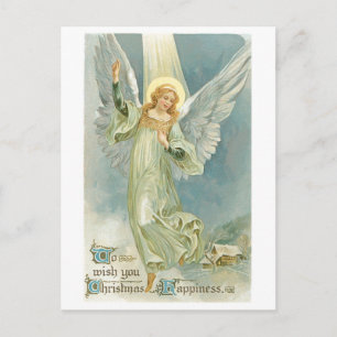 Ouderwetse kerstengel Gloria Feestdagenkaart