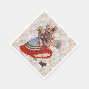 Ouderwetse kerstinkopen papieren Borden Servet