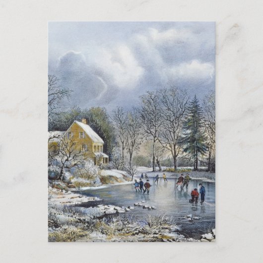 Ouderwetse Kerstkaart Feestdagenkaart (Voorkant)