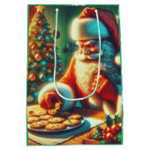 Ouderwetse kerstman en kerstkoekjes medium cadeauzakje (Achterkant)