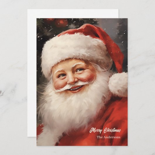 Ouderwetse Kerstman glimlachend rood pet Feestdagenkaart (Voorkant / Achterkant)