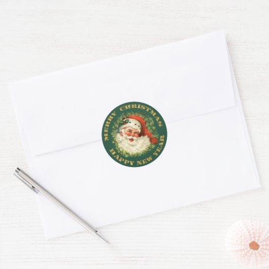 Ouderwetse Kerstman Kerstmis Ronde Sticker (Envelop)
