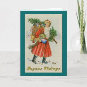 Ouderwetse Kerstman met de Kerstkaart van het Pak Feestdagen Kaart