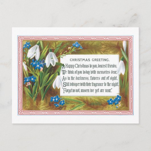 Ouderwetse Kerstmis, Sneeuwklokjes Feestdagenkaart (Voorkant)