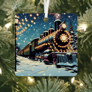Ouderwetse kersttrein metalen ornament