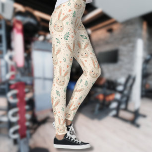 Ouderwetse Konijnengezichtjes met Rozen Patroon Leggings