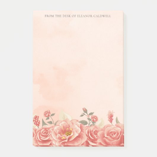 Ouderwetse koraal Rozen gepersonaliseerd Post-it® Notes (Voorkant)