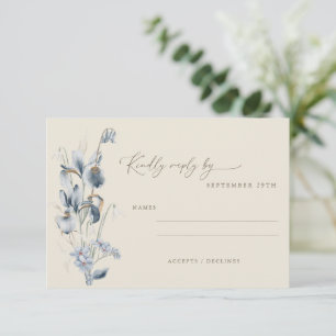 Ouderwetse Landelijke Blauwe Bloem Minimalistische RSVP Kaartje