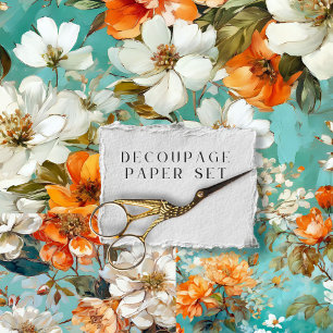 Ouderwetse Landelijke Bloem Botanische Decoupage Inpakpapier Vel