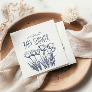 Ouderwetse landelijke charme geruite babyshower servet