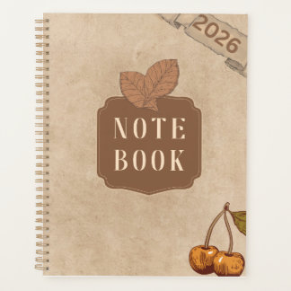 Ouderwetse landelijke kersen- en bladerenaesthetic planner