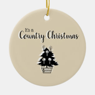 Ouderwetse Landelijke Kerstboom Beige Keramisch Ornament