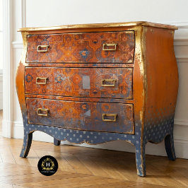 Ouderwetse Landelijke Oranje en Blauwe Stofpatroon Tissuepapier