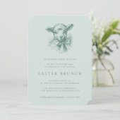 Ouderwetse lente lam elegante Pasen brunch Kaart (Staand voorkant)
