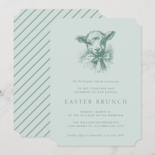 Ouderwetse lente lam elegante Pasen brunch Kaart (Voorkant / Achterkant)