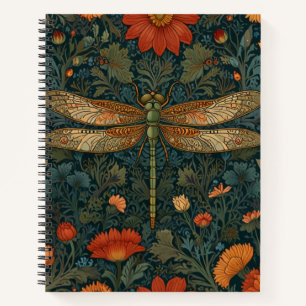 Ouderwetse libelle oranje bloem groen boho chic notitieboek