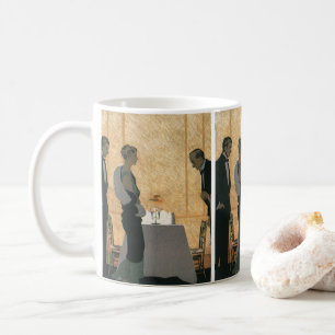 Ouderwetse liefde en romantiek, elegant diner voor koffiemok