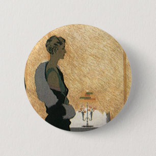 Ouderwetse liefde en romantiek, elegant diner voor ronde button 5,7 cm