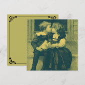 Ouderwetse liefde en romantiek, kinderen kussen ui kaart (Voorkant / Achterkant)