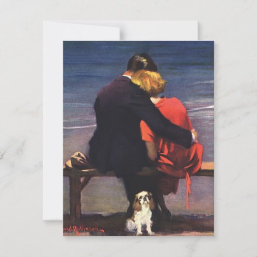 Ouderwetse liefde en romantiek op het strand uitno kaart (Voorkant)