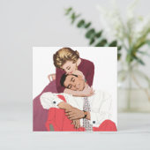 Ouderwetse liefde en romantiek, pasgetrouwden in r aankondiging (Staand voorkant)