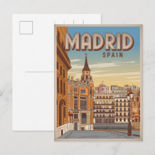 Ouderwetse Madrid Spanje luchtzicht souvenirs, cad Briefkaart
