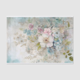 Ouderwetse Mixed Media Blauwe, Roze, Witte Bloemen Tissuepapier