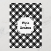 Ouderwetse moderne Gingham trouwkaart Kaart (Achterkant)