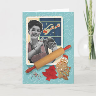 Ouderwetse Moeder Die Koekjes Bakt Retro Kerstkaar Feestdagen Kaart
