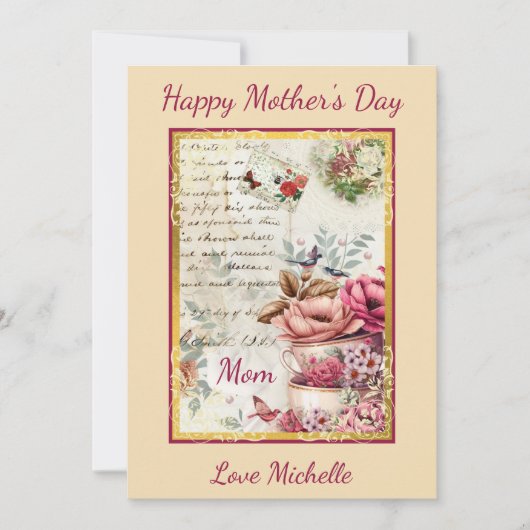 Ouderwetse Moederdag Collage Kaart (Voorkant)