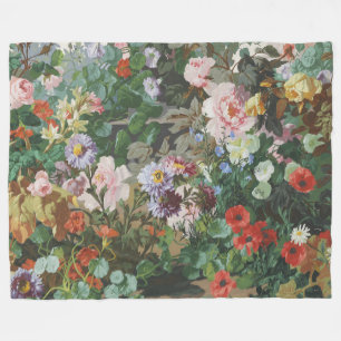 Ouderwetse mooie kleurrijke bloemen bloemschilderi fleece deken