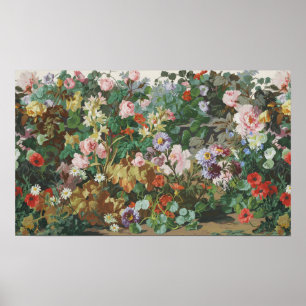 Ouderwetse mooie kleurrijke bloemen bloemschilderi poster