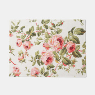 Ouderwetse mooie roze rozen bloempatroon deurmat