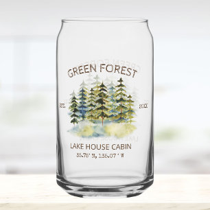 Ouderwetse Nevelig Groen Bos Aquarel Blokhut Lodge Blikvorm Glas