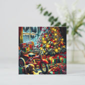 Ouderwetse nostalgische kerstmorgen feestdagenkaart (Staand voorkant)