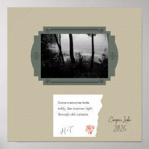 Ouderwetse olijfbeige fotoquote herinnering poster