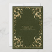 Ouderwetse olijfgroene gouden trouw 'Save the Date Kaart (Achterkant)