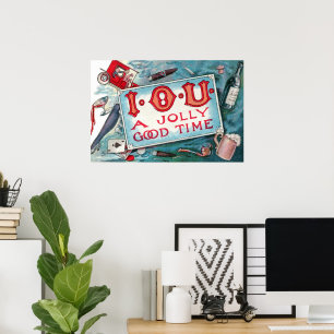 Ouderwetse ondeugdenfeest, gokken drinken roken poster