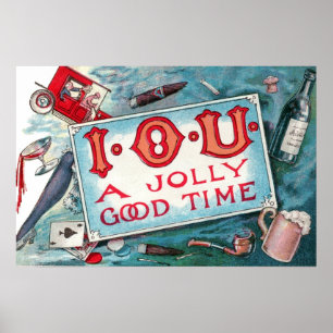 Ouderwetse ondeugdenfeest, gokken drinken roken poster