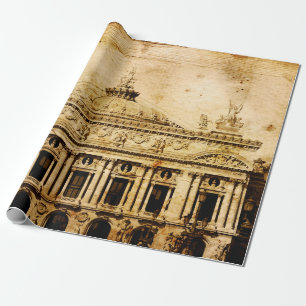 ouderwetse, oude, antiek parijs, cadeaupapier