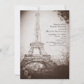 Ouderwetse Paris Eiffeltoren & Rozen Chic Uitnodig Kaart (Voorkant)