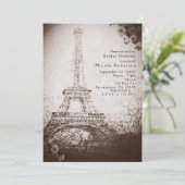 Ouderwetse Paris Eiffeltoren & Rozen Chic Uitnodig Kaart (Staand voorkant)