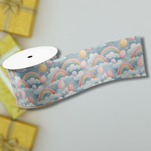 Ouderwetse Pastel Regenboog Paaseieren met Wolken Lint