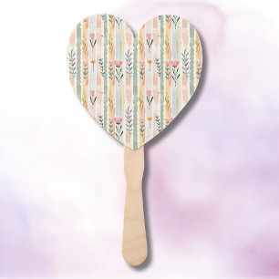 Ouderwetse Pastel Waterverf Bloemstrepen Handwaaier