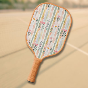 Ouderwetse Pastel Waterverf Bloemstrepen Pickleball Paddle